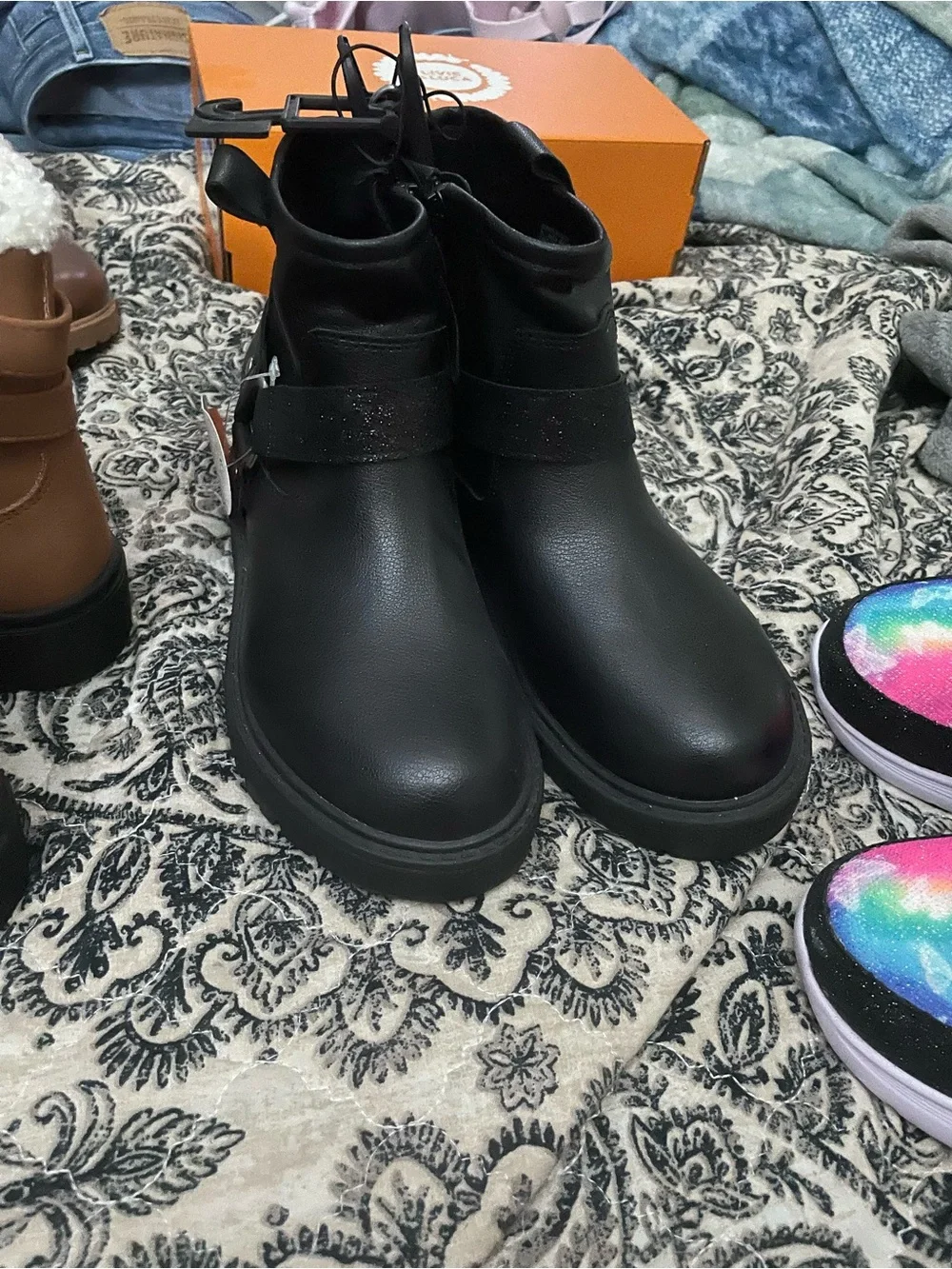 wonder nation Black Girls Moto Ankle Boots